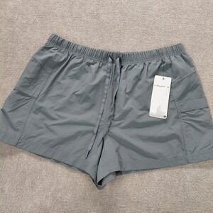 Layer 8 Woven Hike Cargo Shorts Size XL Gray Teal Smoke 3" Inseam LF1385 Unisex